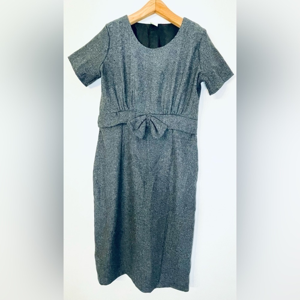 Shabby Apple Retro Wool Blend Short Sleeve Dress Grey Gray Medium
